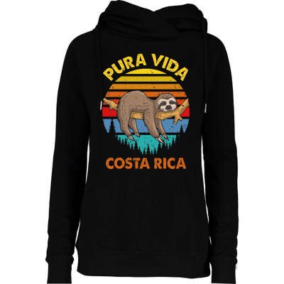 Costa Rica Pura Vida Sloth Womens Funnel Neck Pullover Hood