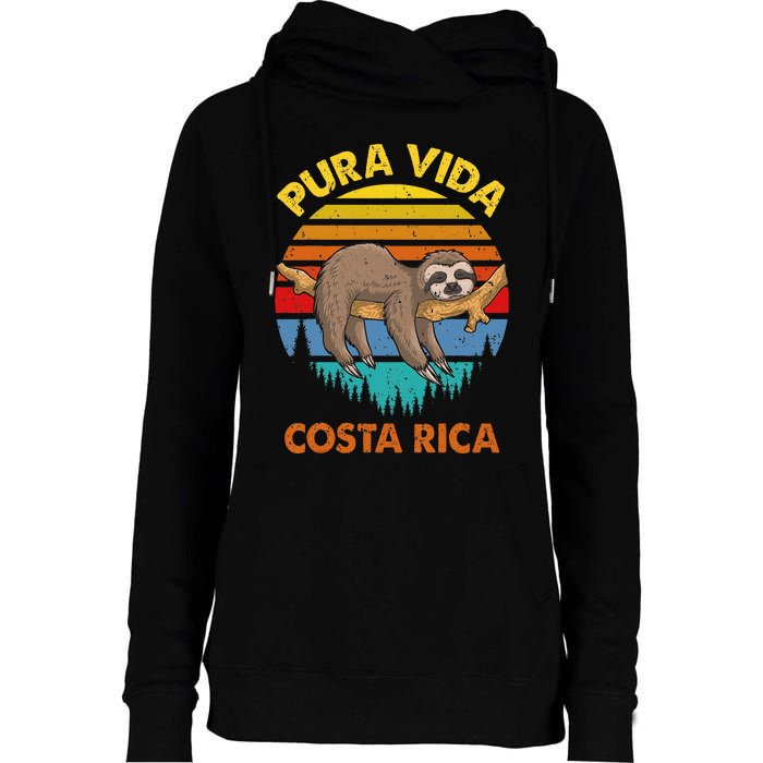 Costa Rica Pura Vida Sloth Womens Funnel Neck Pullover Hood