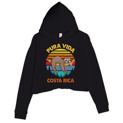 Costa Rica Pura Vida Sloth Crop Fleece Hoodie