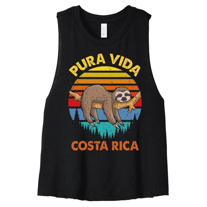 Costa Rica Pura Vida Sloth Women's Racerback Cropped Tank