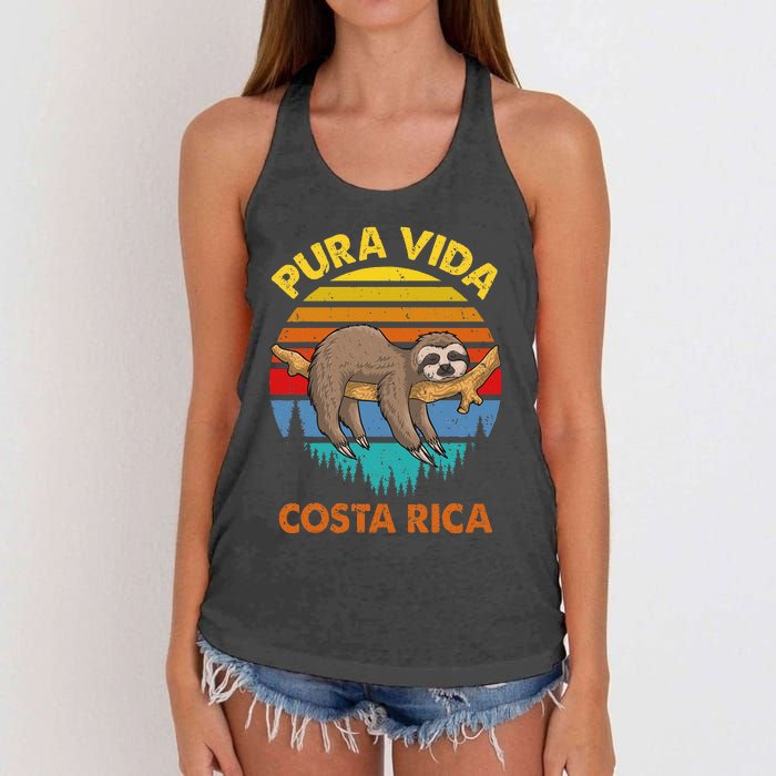 Costa Rica Pura Vida Sloth Women's Knotted Racerback Tank