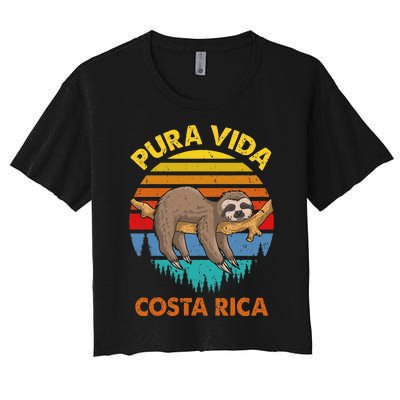 Costa Rica Pura Vida Sloth Women's Crop Top Tee