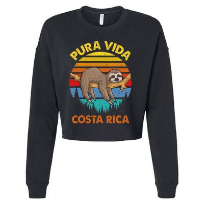 Costa Rica Pura Vida Sloth Cropped Pullover Crew