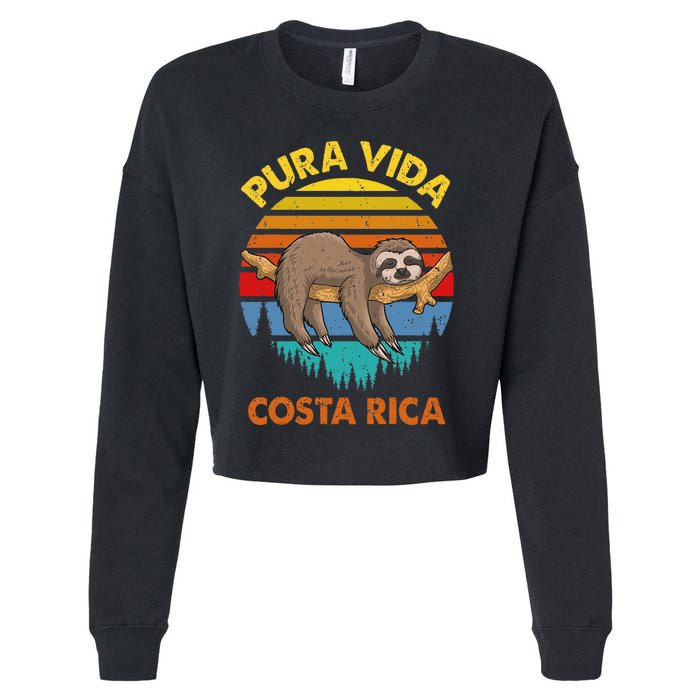 Costa Rica Pura Vida Sloth Cropped Pullover Crew