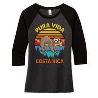 Costa Rica Pura Vida Sloth Women's Tri-Blend 3/4-Sleeve Raglan Shirt