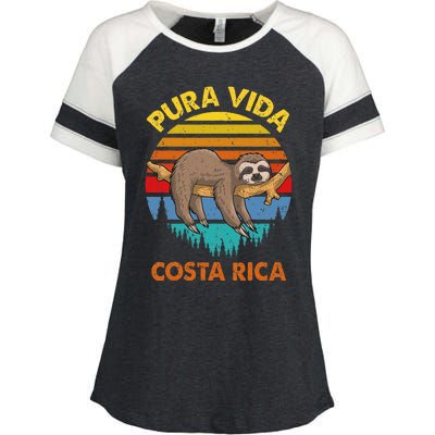 Costa Rica Pura Vida Sloth Enza Ladies Jersey Colorblock Tee