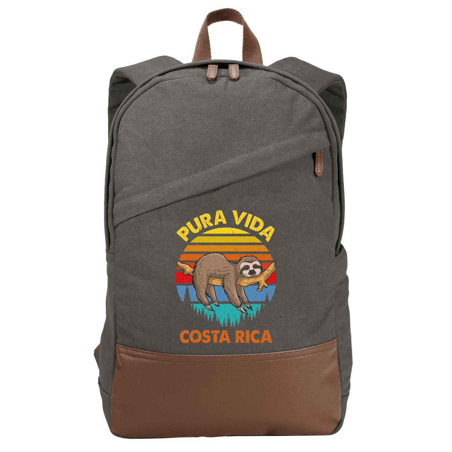 Costa Rica Pura Vida Sloth Cotton Canvas Backpack