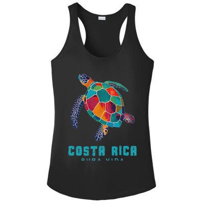 Costa Rica Pura Vida Vintage Vacation Beach Sea Turtle Ladies PosiCharge Competitor Racerback Tank
