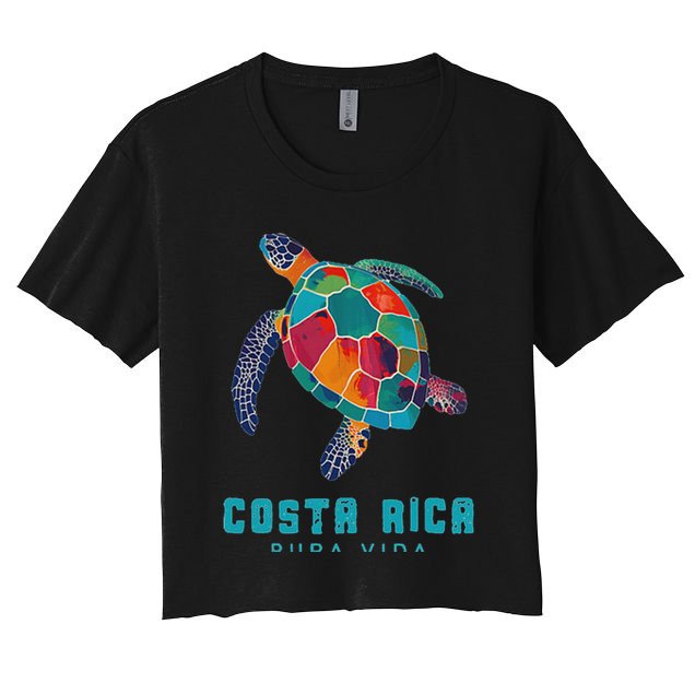 Costa Rica Pura Vida Vintage Vacation Beach Sea Turtle Crop Top