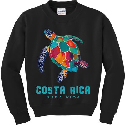 Costa Rica Pura Vida Vintage Vacation Beach Sea Turtle Kids Sweatshirt