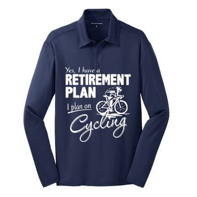 Cycling Retirement Plan Cyclist Bicycle Silk Touch Performance Long Sleeve Polo