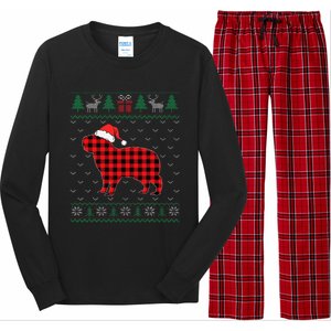 Capybara Red Plaid Ugly Christmas Sweater Matching Pajamas Long Sleeve Pajama Set