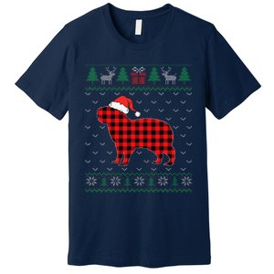 Capybara Red Plaid Ugly Christmas Sweater Matching Pajamas Premium T-Shirt