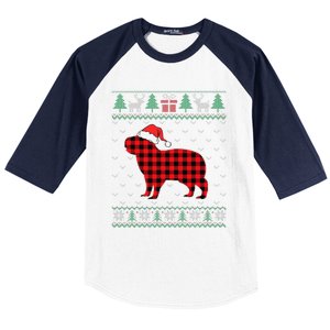 Capybara Red Plaid Ugly Christmas Sweater Matching Pajamas Baseball Sleeve Shirt