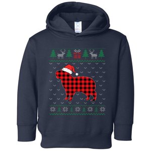 Capybara Red Plaid Ugly Christmas Sweater Matching Pajamas Toddler Hoodie