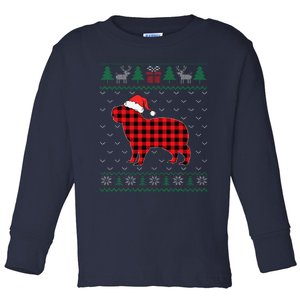 Capybara Red Plaid Ugly Christmas Sweater Matching Pajamas Toddler Long Sleeve Shirt