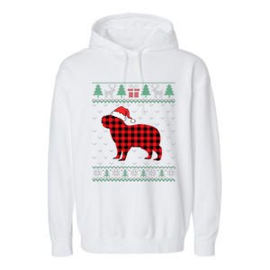 Capybara Red Plaid Ugly Christmas Sweater Matching Pajamas Garment-Dyed Fleece Hoodie