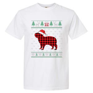 Capybara Red Plaid Ugly Christmas Sweater Matching Pajamas Garment-Dyed Heavyweight T-Shirt