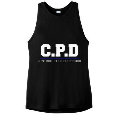 C.P.D Retired Police Officer Chicago PD Gift Ladies PosiCharge Tri-Blend Wicking Tank