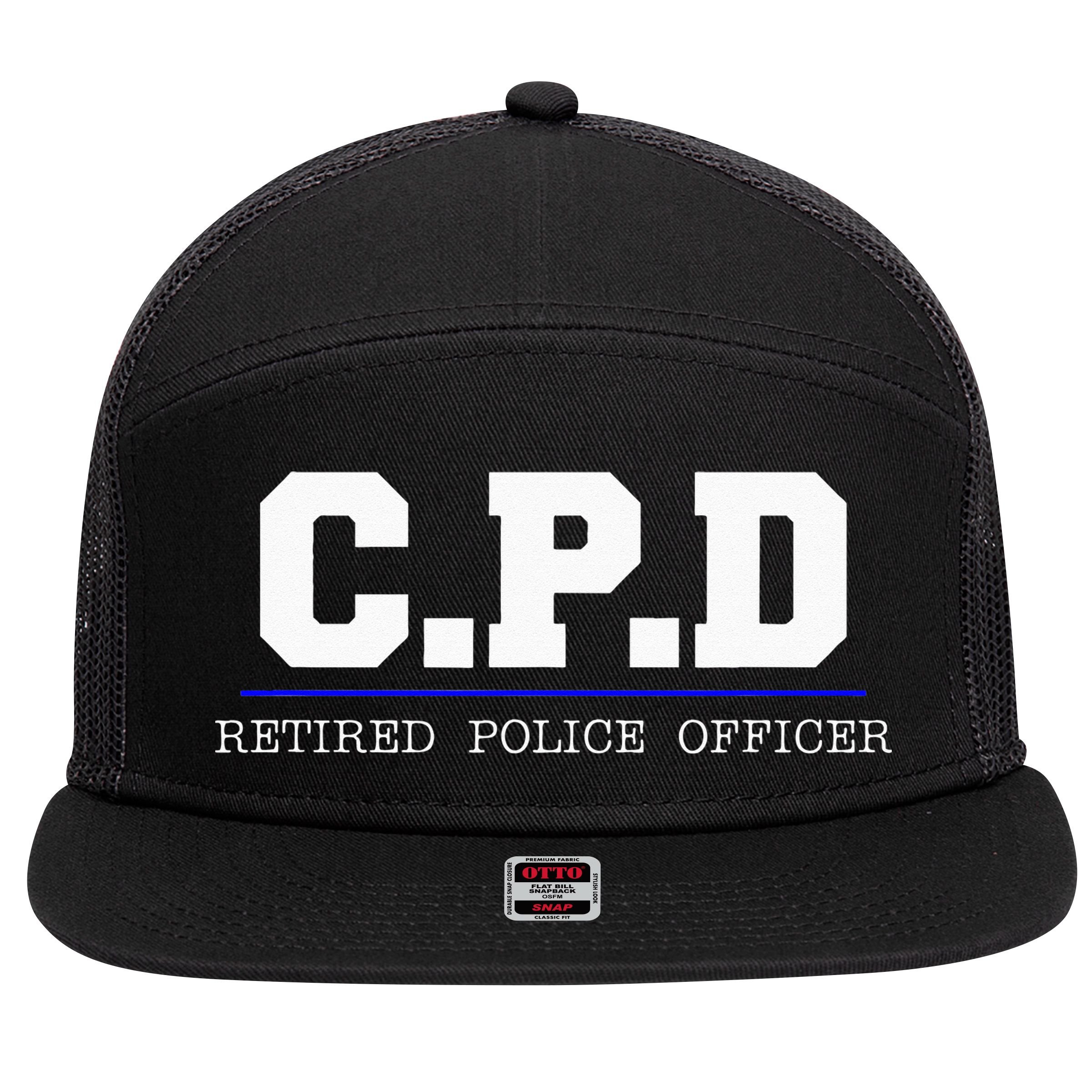 C.P.D Retired Police Officer Chicago PD Gift 7 Panel Mesh Trucker Snapback Hat