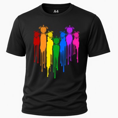 Cute Rainbow Painted Turtles Heart Performance Shirt