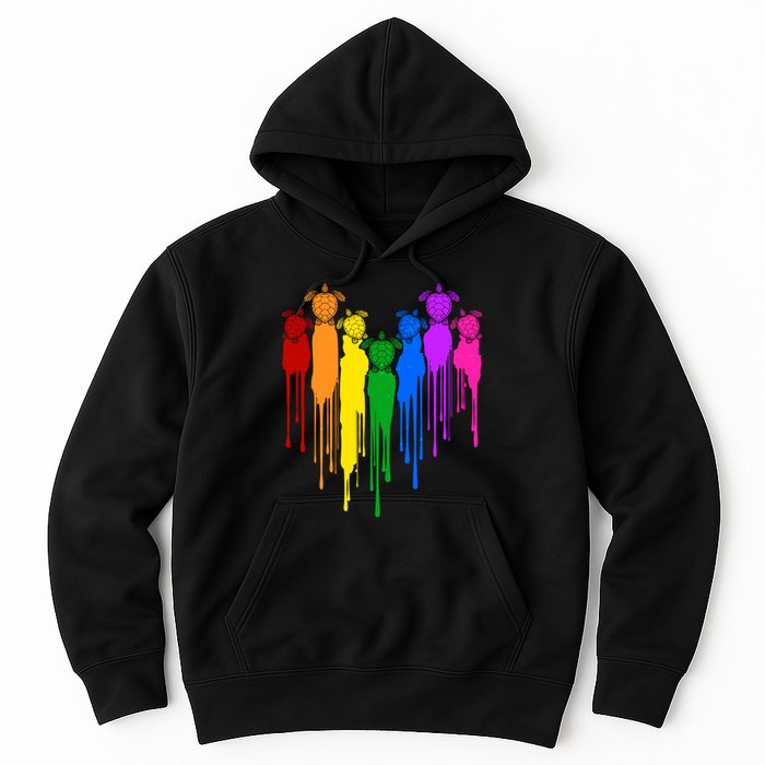 Cute Rainbow Painted Turtles Heart Hoodie