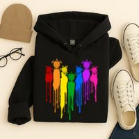 Cute Rainbow Painted Turtles Heart Hoodie