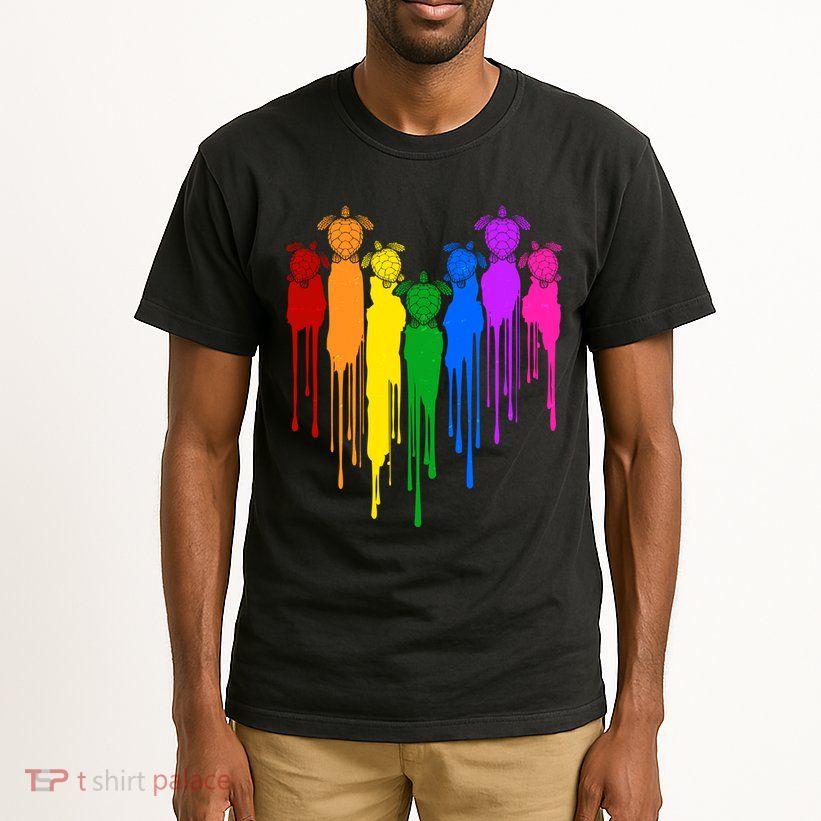 Cute Rainbow Painted Turtles Heart Tall T-Shirt