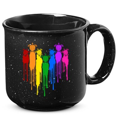 Cute Rainbow Painted Turtles Heart 15oz Campfire Ceramic Mug