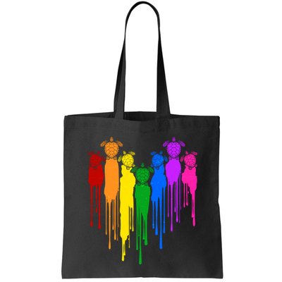 Cute Rainbow Painted Turtles Heart Bag