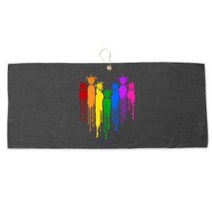 Cute Rainbow Painted Turtles Heart Large Microfiber Waffle Golf Towel