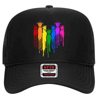 Cute Rainbow Painted Turtles Heart Trucker Hat