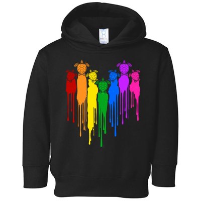 Cute Rainbow Painted Turtles Heart Toddler Hoodie