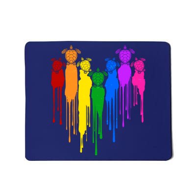 Cute Rainbow Painted Turtles Heart Mousepad