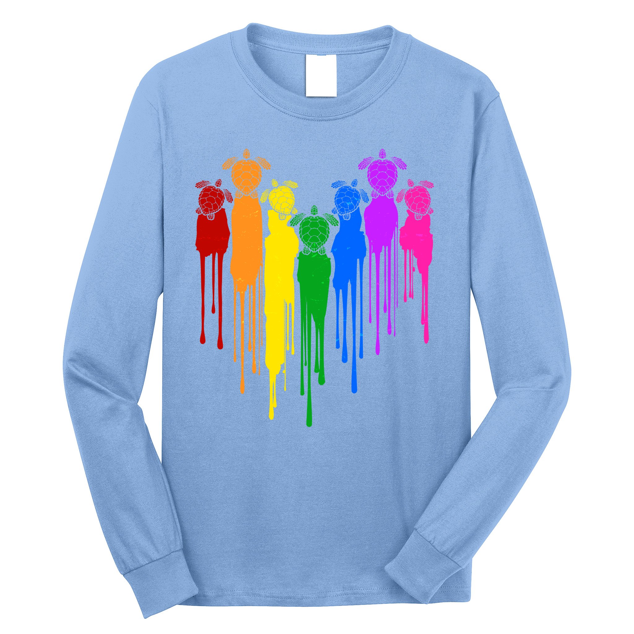 Cute Rainbow Painted Turtles Heart Long Sleeve Shirt