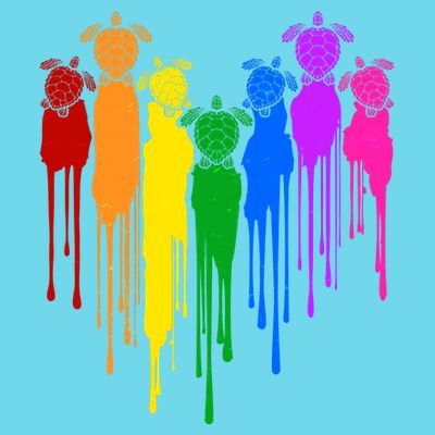 Cute Rainbow Painted Turtles Heart T-Shirt