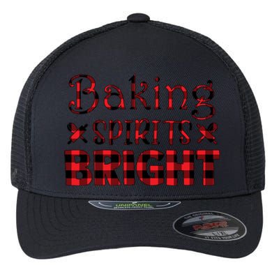 Christmas Red Plaid Baking Spirits Bright Matching Pajama Gift Flexfit Unipanel Trucker Cap