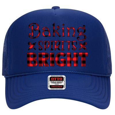 Christmas Red Plaid Baking Spirits Bright Matching Pajama Gift High Crown Mesh Back Trucker Hat