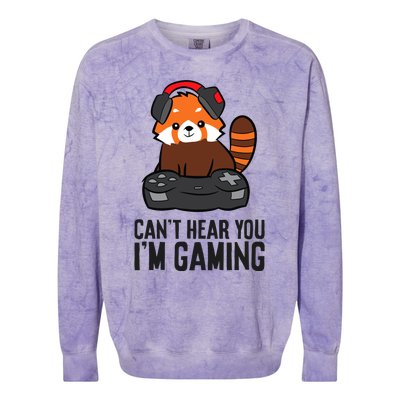 Cute Red Panda Gaming CanT Hear You IM Gaming Colorblast Crewneck Sweatshirt