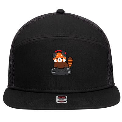 Cute Red Panda Gaming CanT Hear You IM Gaming 7 Panel Mesh Trucker Snapback Hat
