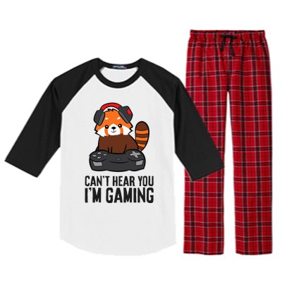 Cute Red Panda Gaming CanT Hear You IM Gaming Raglan Sleeve Pajama Set