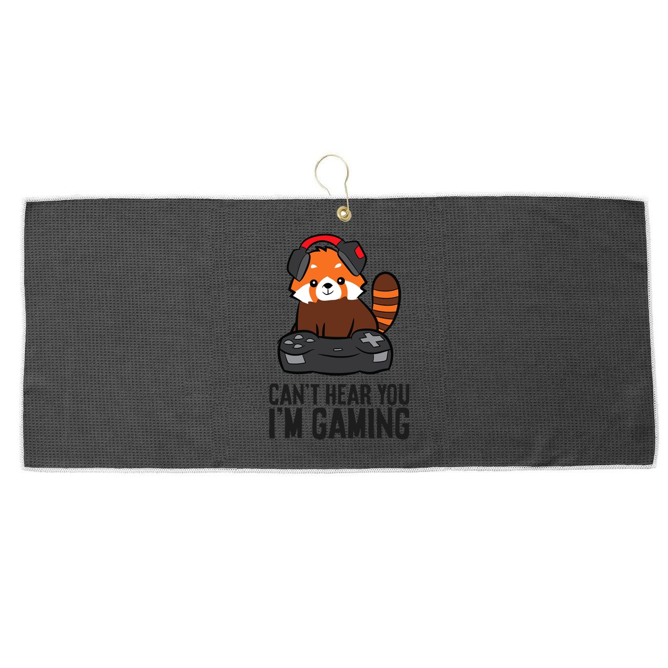 Cute Red Panda Gaming CanT Hear You IM Gaming Large Microfiber Waffle Golf Towel