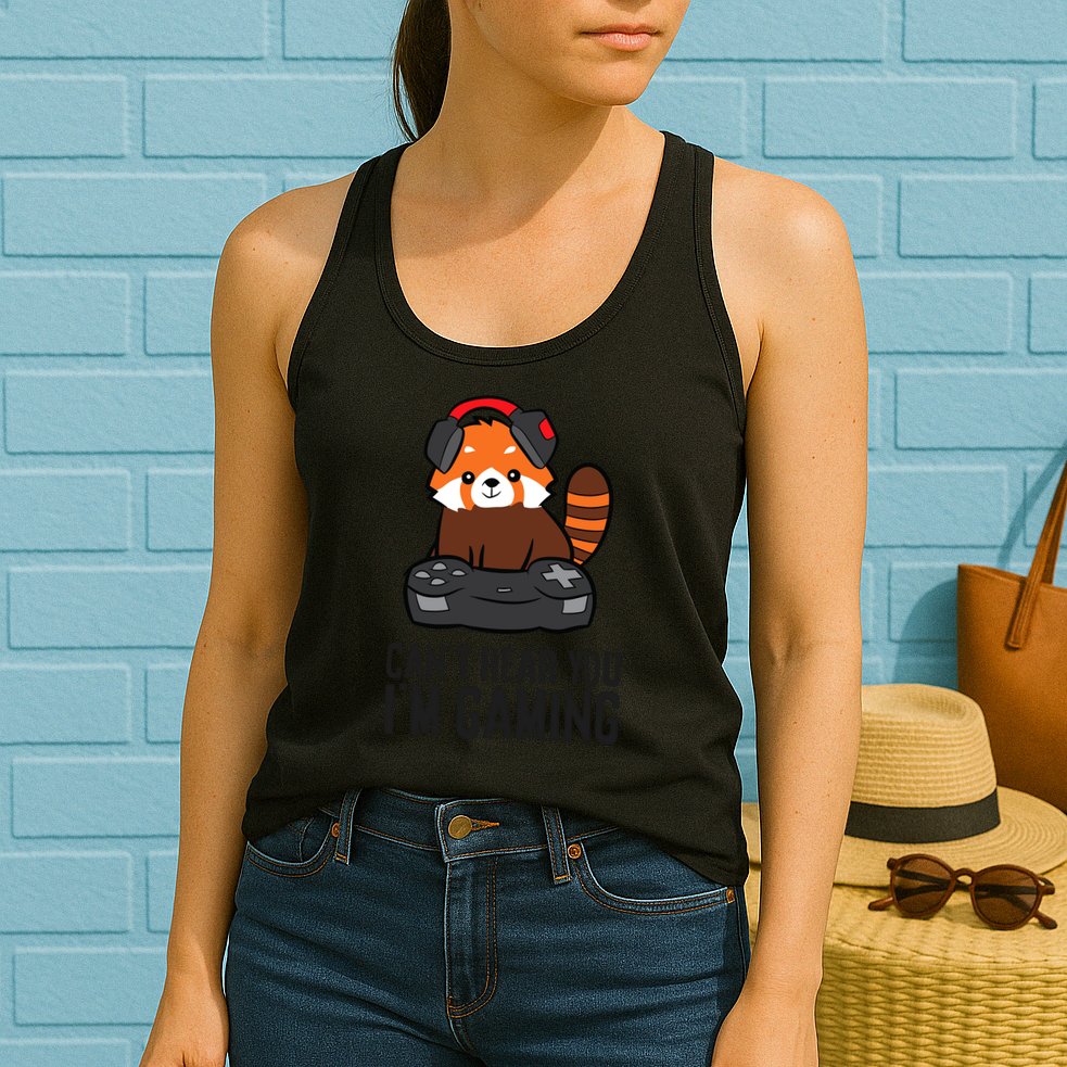 Cute Red Panda Gaming CanT Hear You IM Gaming Womens Tank Top