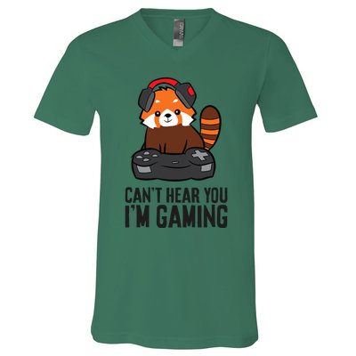 Cute Red Panda Gaming CanT Hear You IM Gaming V-Neck T-Shirt