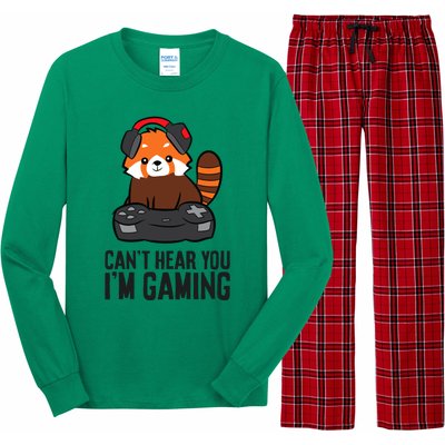 Cute Red Panda Gaming CanT Hear You IM Gaming Long Sleeve Pajama Set