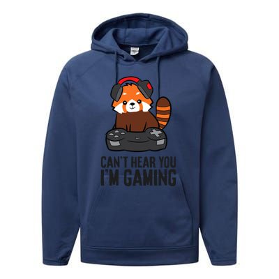 Cute Red Panda Gaming CanT Hear You IM Gaming Performance Fleece Hoodie