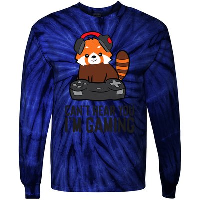 Cute Red Panda Gaming CanT Hear You IM Gaming Tie-Dye Long Sleeve Shirt