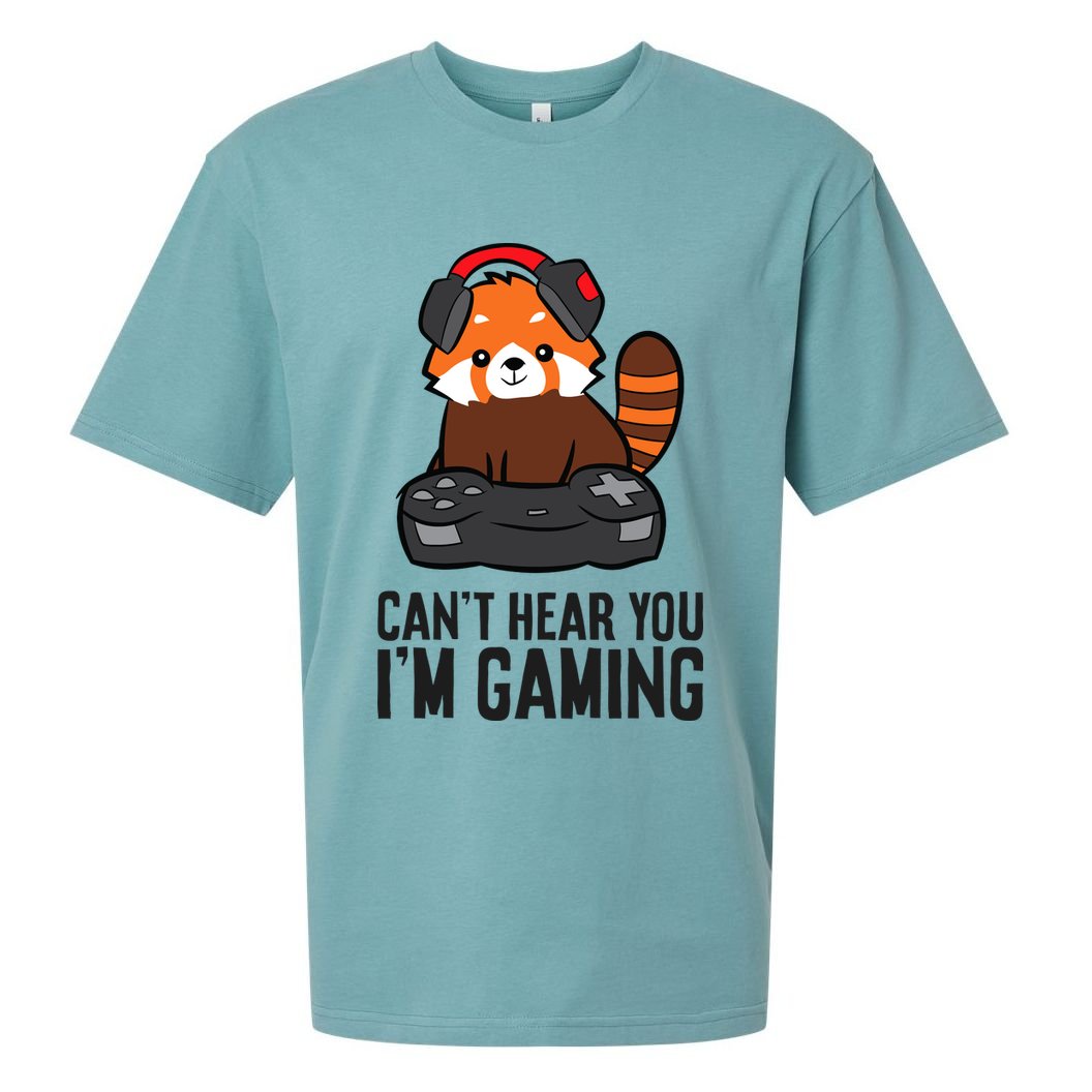 Cute Red Panda Gaming CanT Hear You IM Gaming Sueded Cloud Jersey T-Shirt