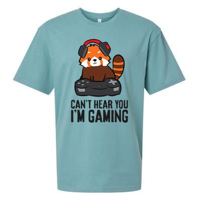 Cute Red Panda Gaming CanT Hear You IM Gaming Sueded Cloud Jersey T-Shirt