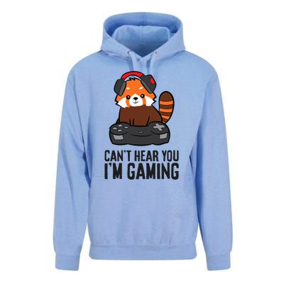 Cute Red Panda Gaming CanT Hear You IM Gaming Unisex Surf Hoodie